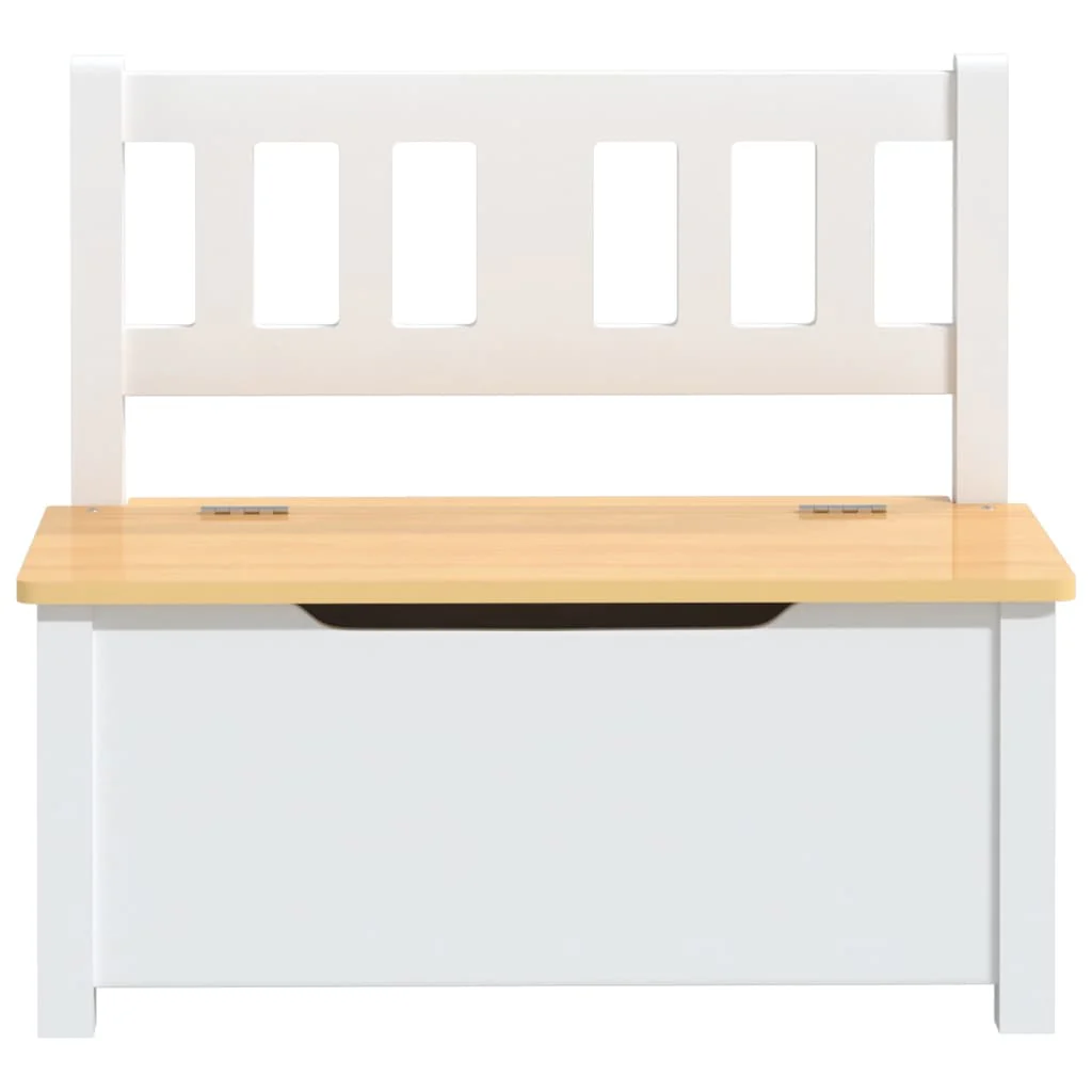 opbevaringsbænk til børn 60x30x55 cm MDF hvid og beige - Image 3