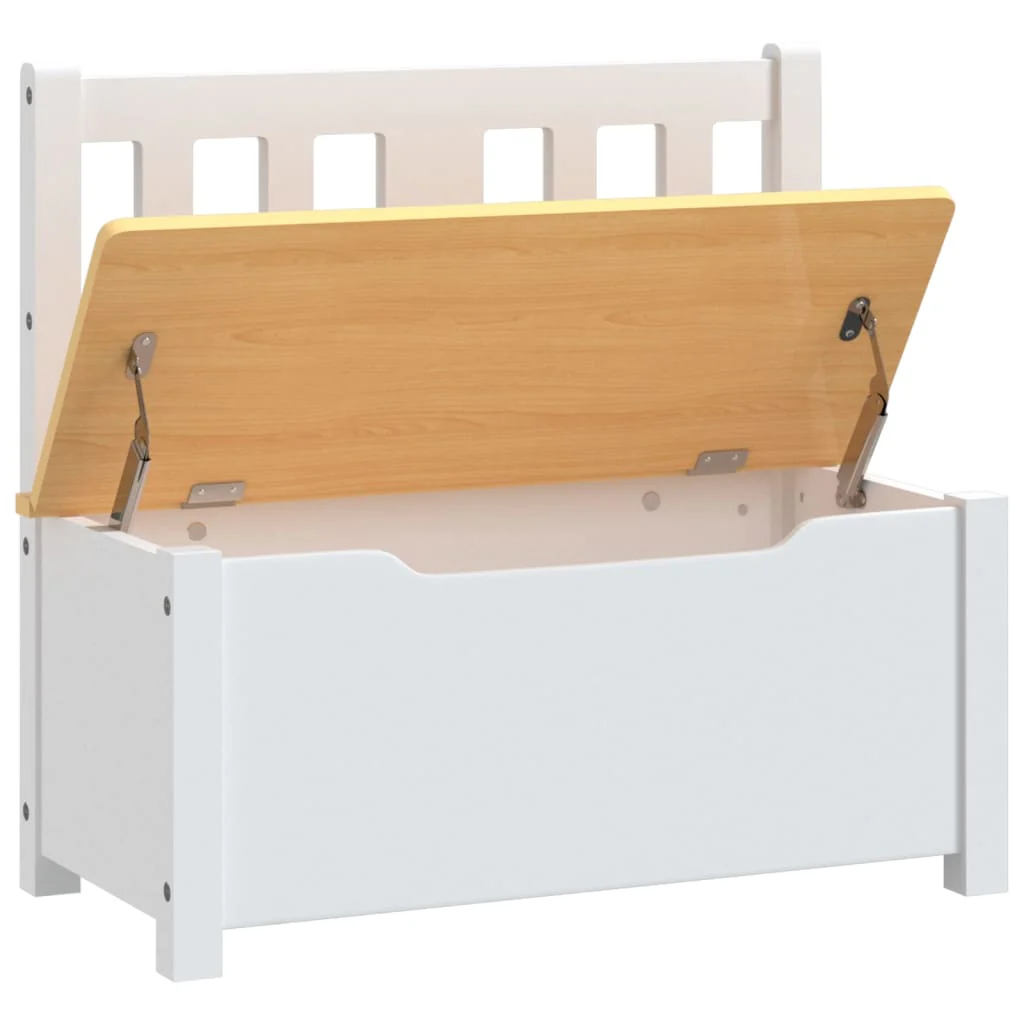 opbevaringsbænk til børn 60x30x55 cm MDF hvid og beige - Image 6