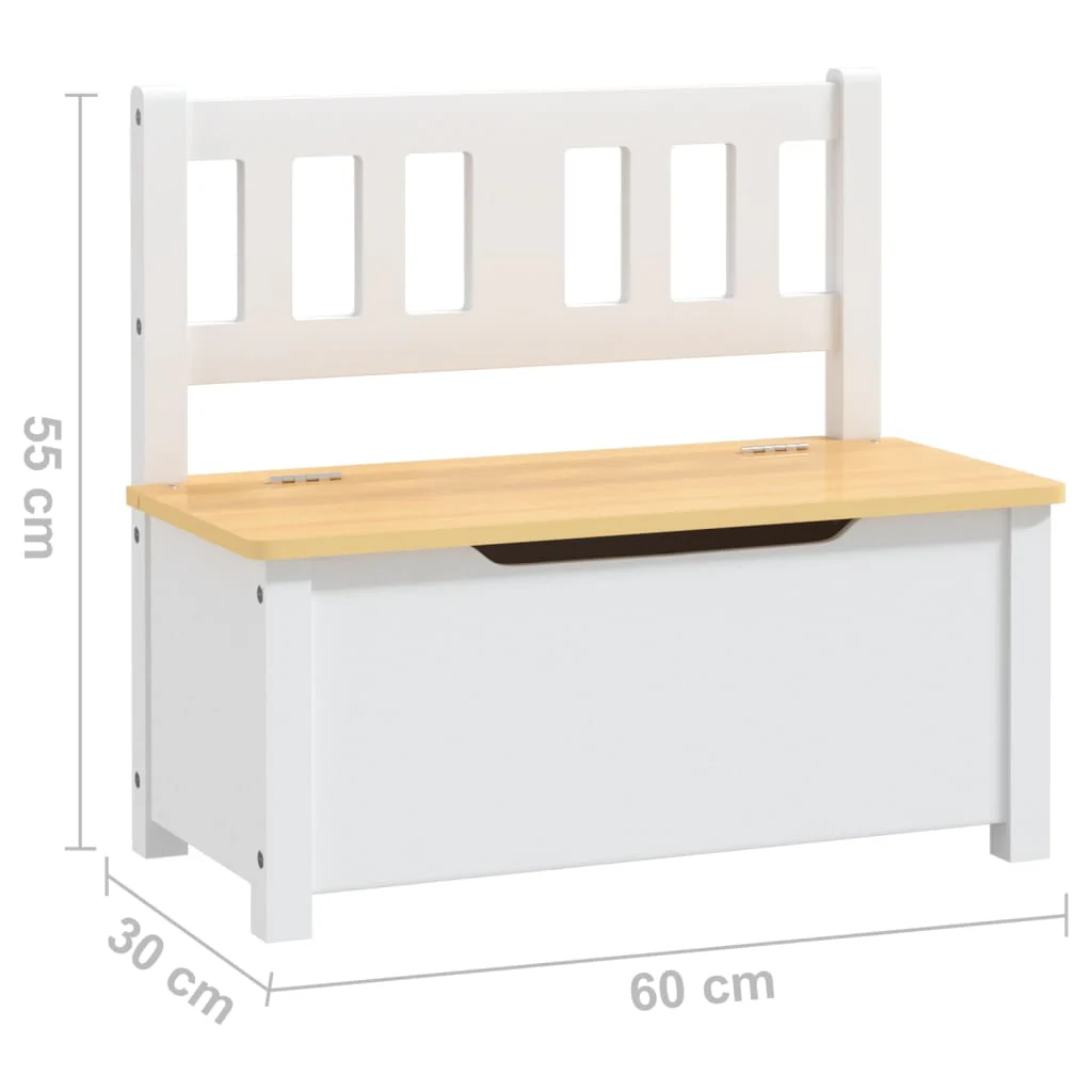 opbevaringsbænk til børn 60x30x55 cm MDF hvid og beige - Image 7