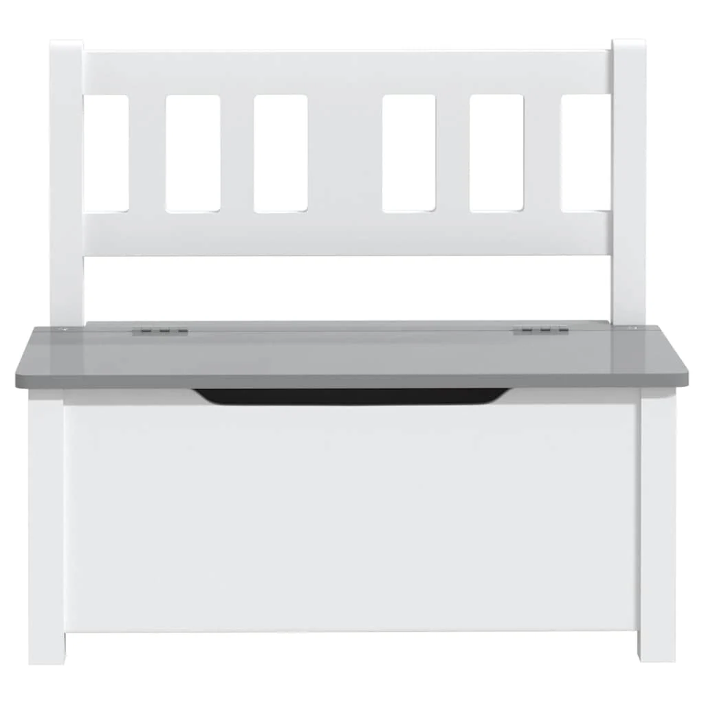 opbevaringsbænk til børn 60x30x55 cm MDF hvid og grå - Image 4