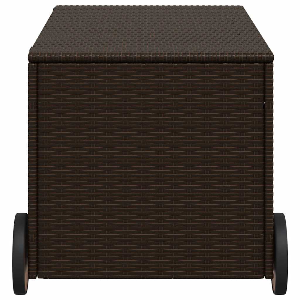 opbevaringsboks med hjul 190 l polyrattan brun - Image 5