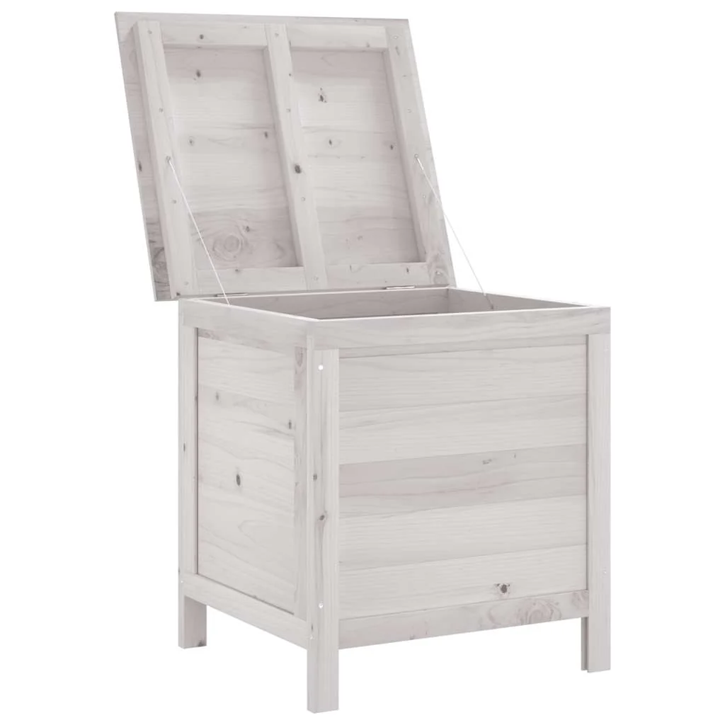 opbevaringsboks til haven 50x49x56,5 cm massivt grantræ hvid - Image 3