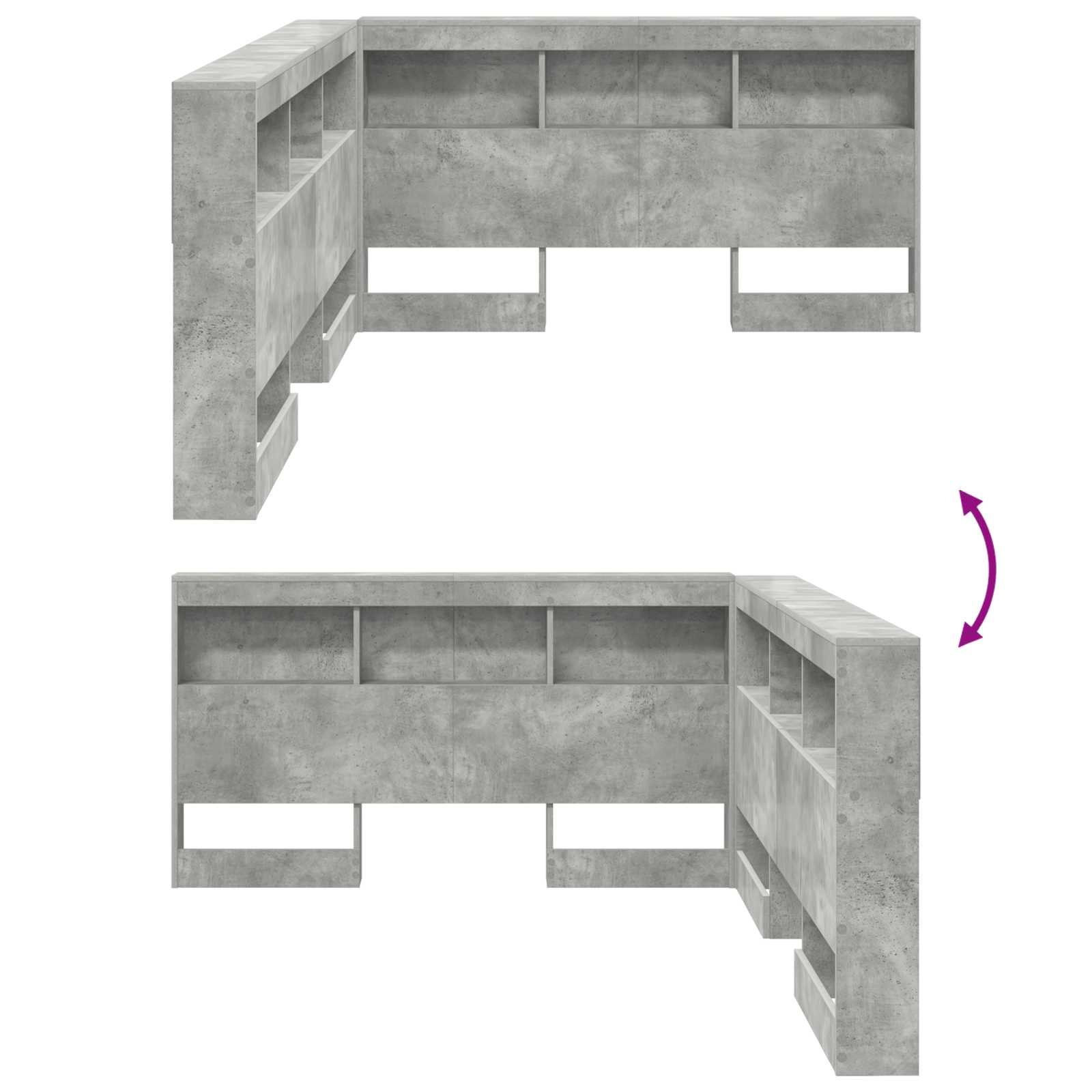 Opbevaringshovedgavl med hylde Beton Grå 160 cm Konstrueret træ - Image 10