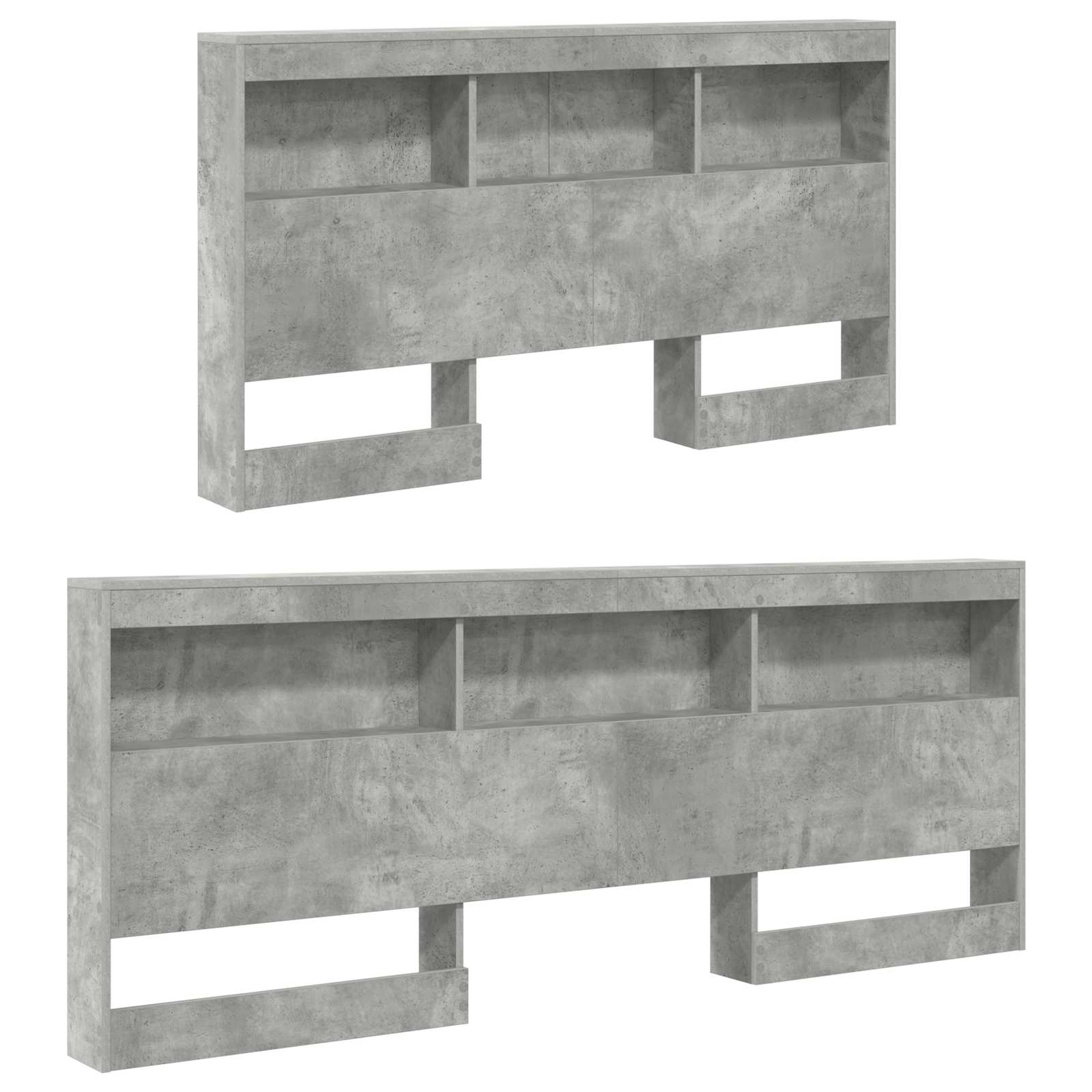Opbevaringshovedgavl med hylde Beton Grå 160 cm Konstrueret træ - Image 5