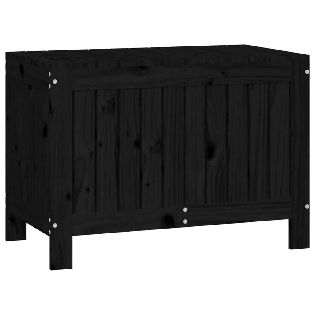 opbevaringskasse til haven 76x42,5x54 cm massivt fyrretræ sort - Image 5
