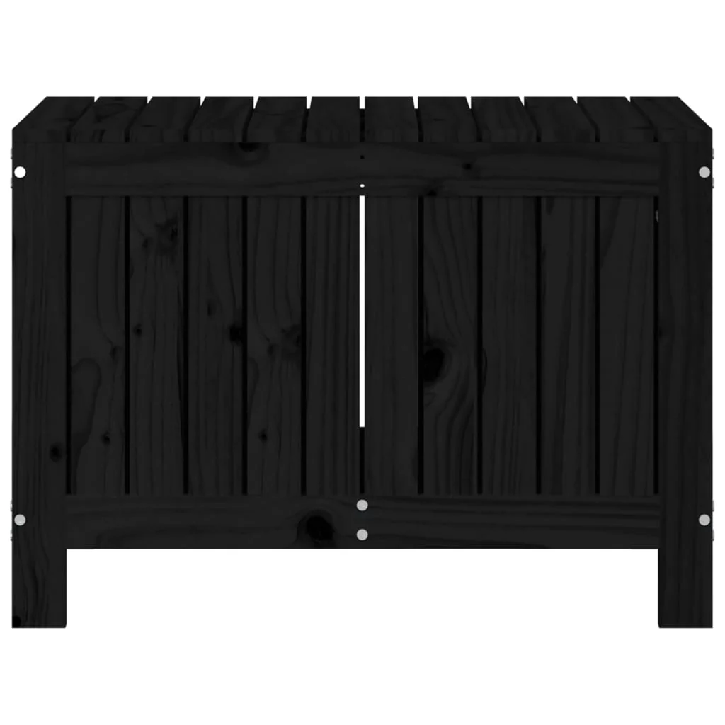 opbevaringskasse til haven 76x42,5x54 cm massivt fyrretræ sort - Image 6