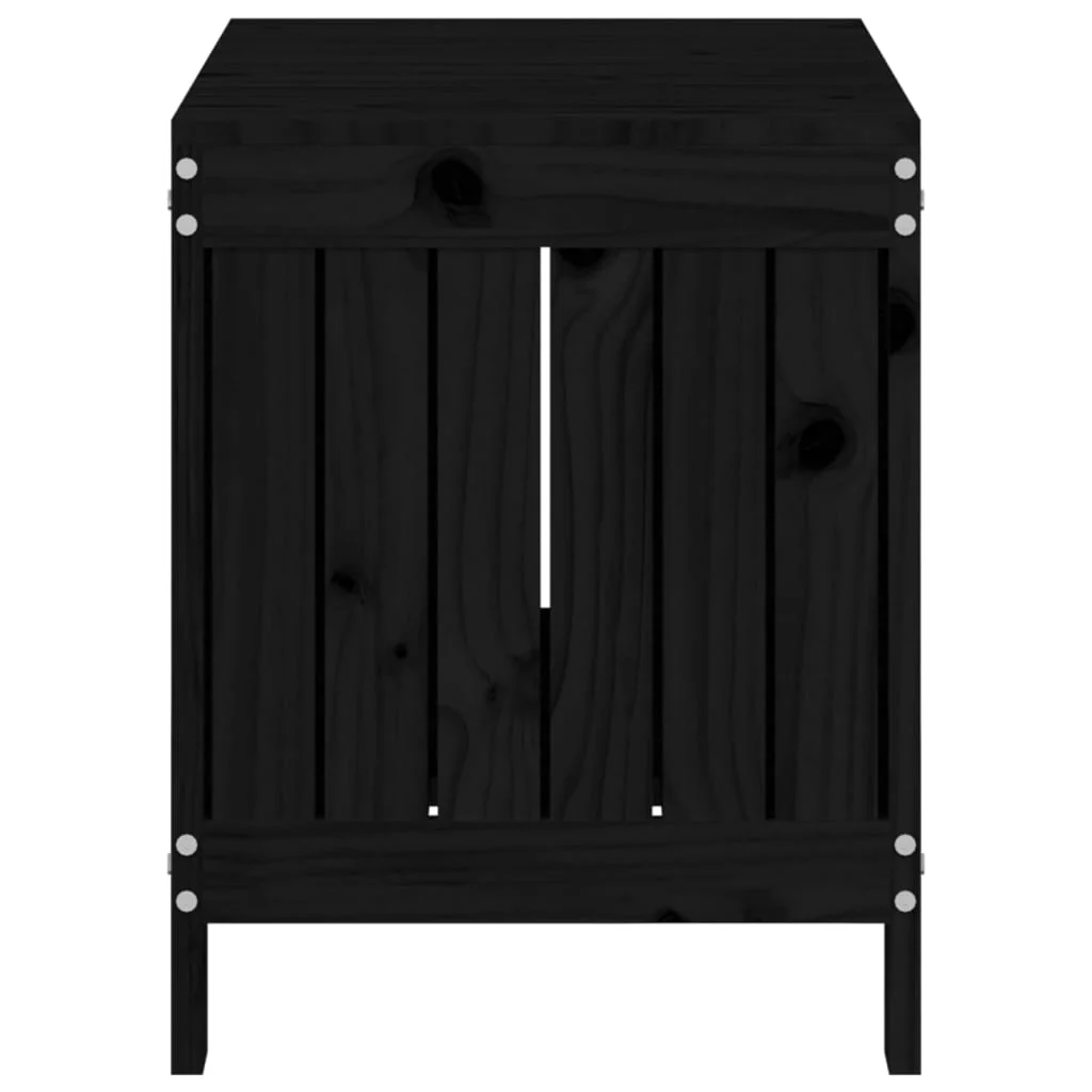 opbevaringskasse til haven 76x42,5x54 cm massivt fyrretræ sort - Image 7