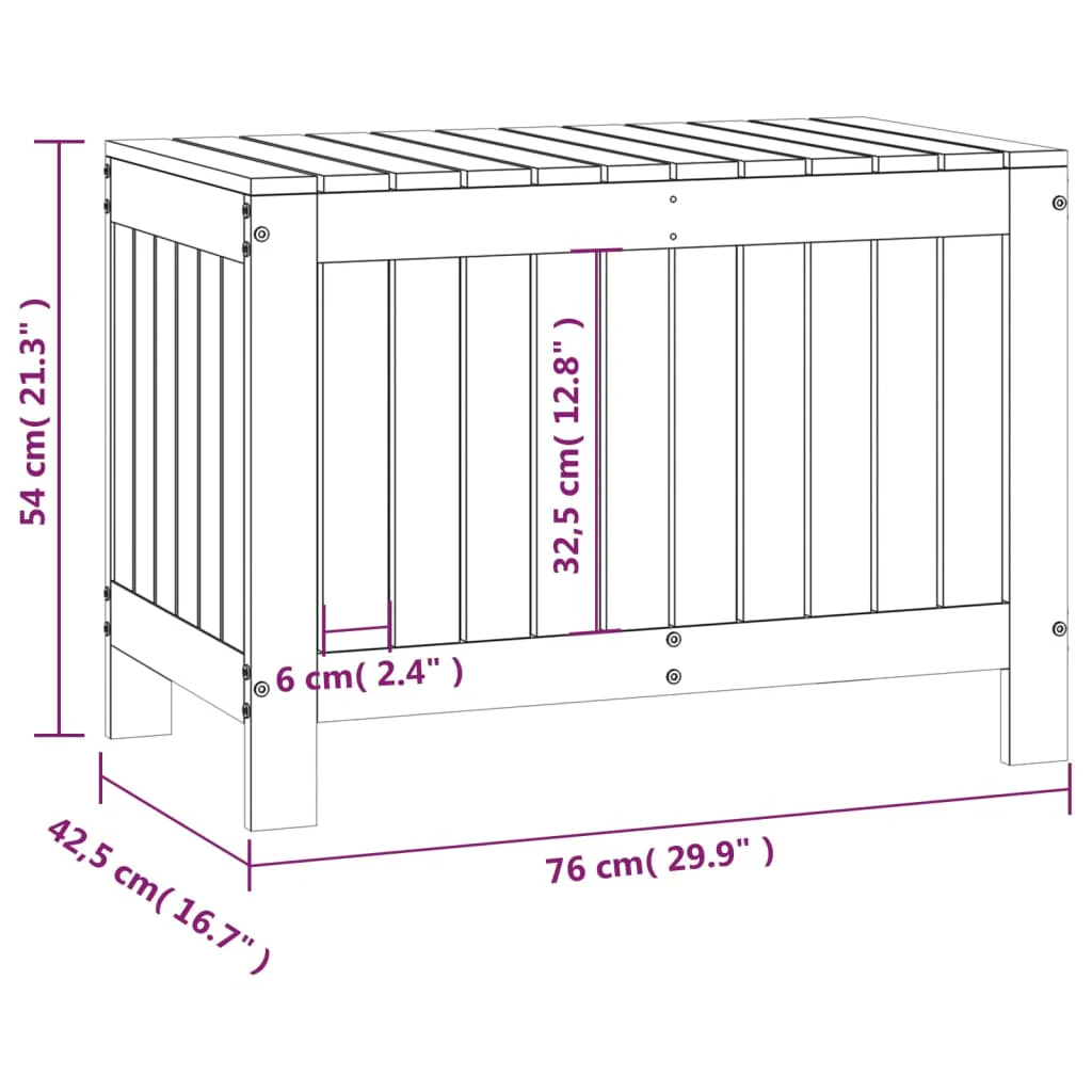 opbevaringskasse til haven 76x42,5x54 cm massivt fyrretræ sort - Image 9