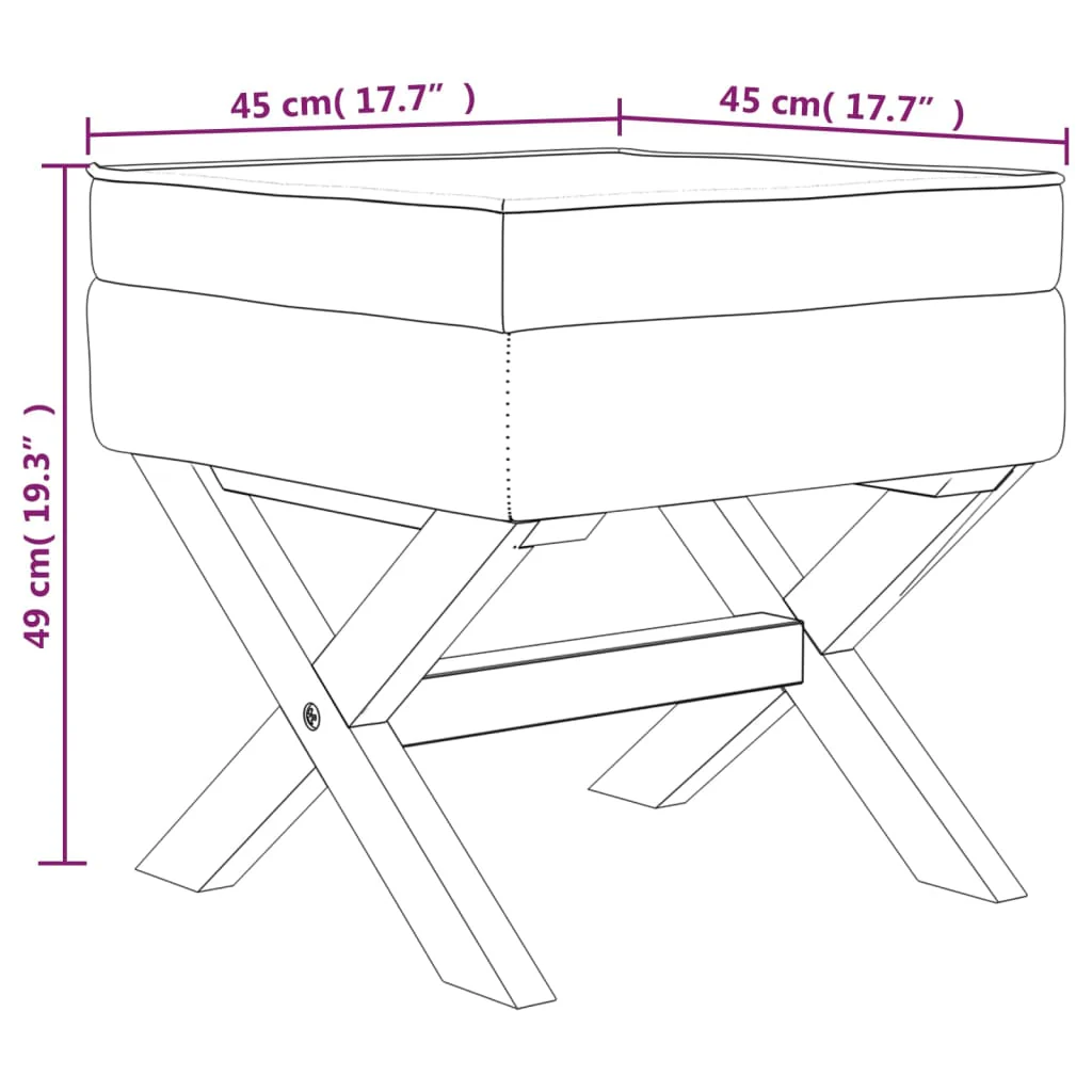 opbevaringsskammel 45x45x49 cm velour mørkegrå - Image 7