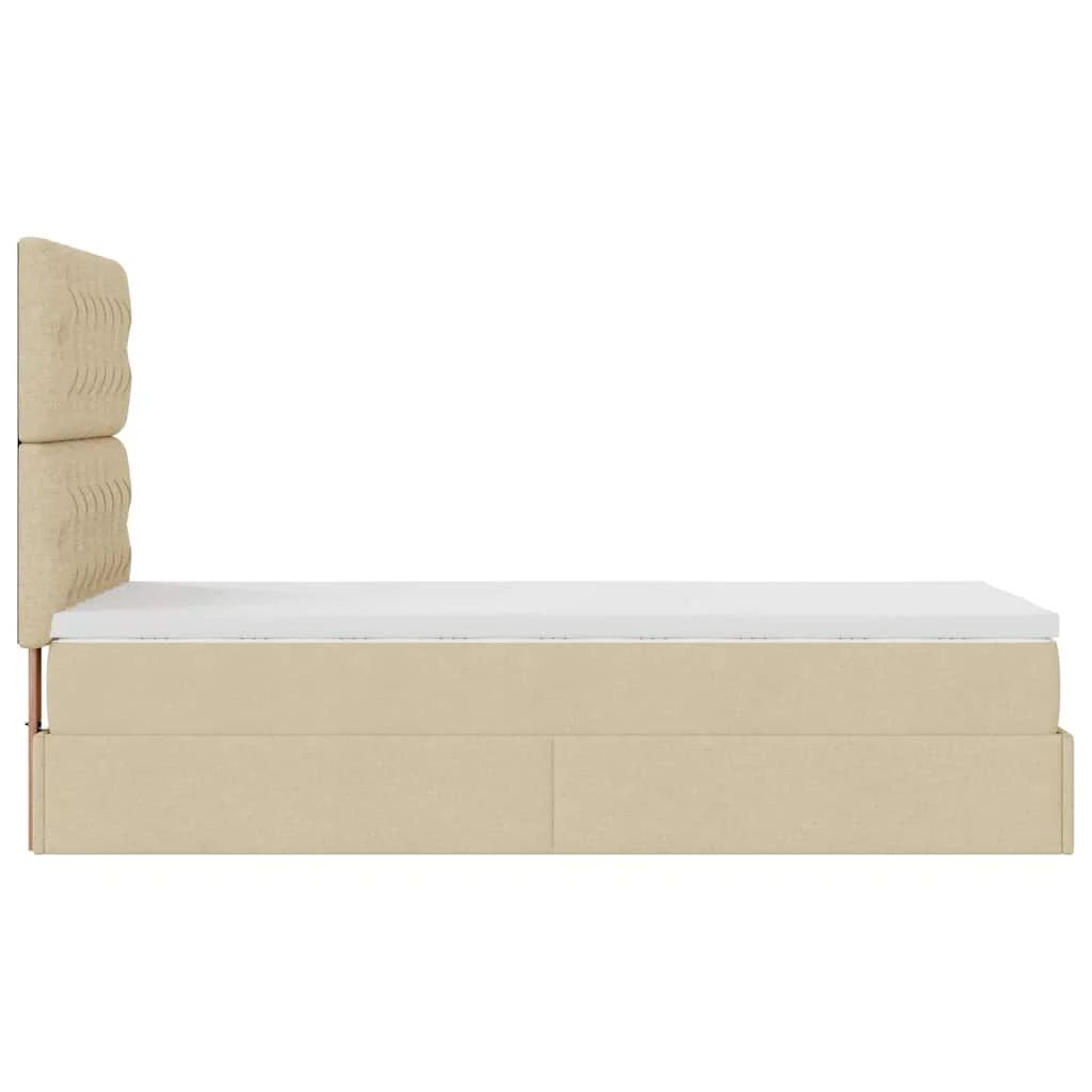 osmannisk sengeramme med madras 100x200 cm stof cremefarvet - Image 10