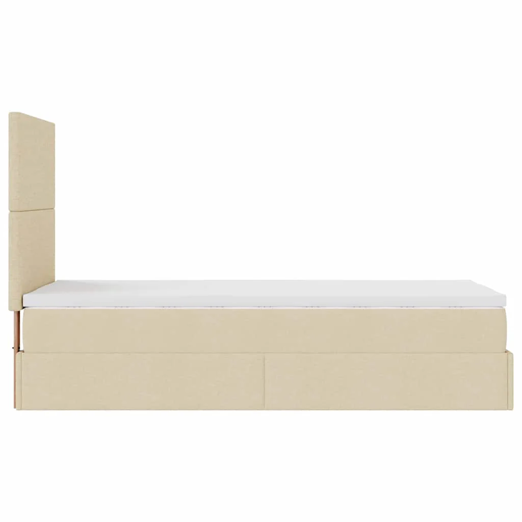 osmannisk sengeramme med madras 100x200 cm stof cremefarvet - Image 10
