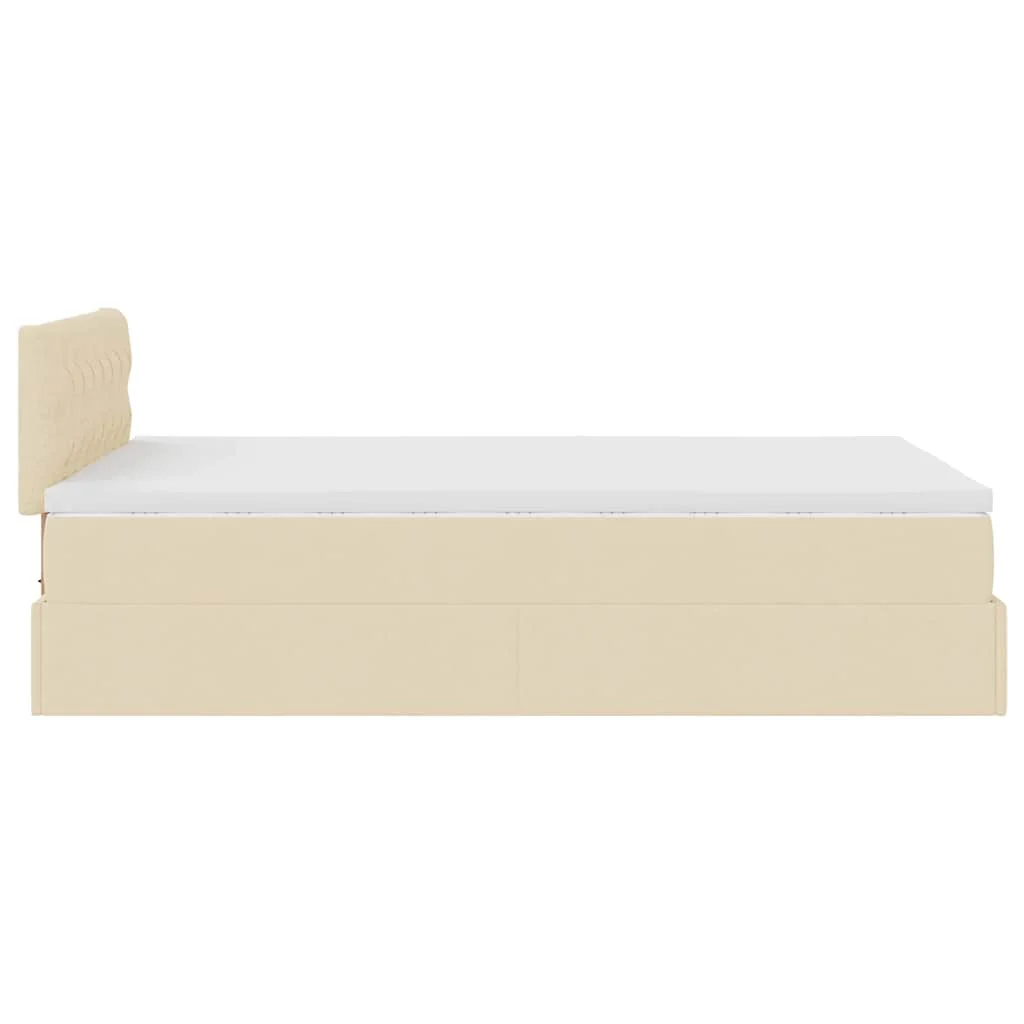 osmannisk sengeramme med madras 120x190 cm stof cremefarvet - Image 9