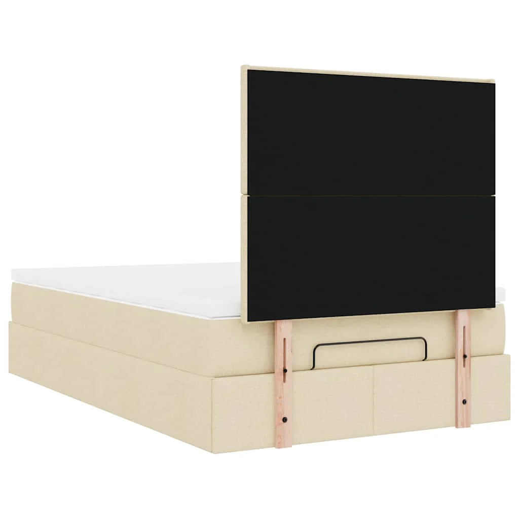 osmannisk sengeramme med madras 120x190 cm stof cremefarvet - Image 10
