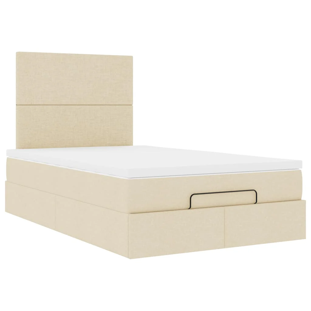 osmannisk sengeramme med madras 120x190 cm stof cremefarvet - Image 6