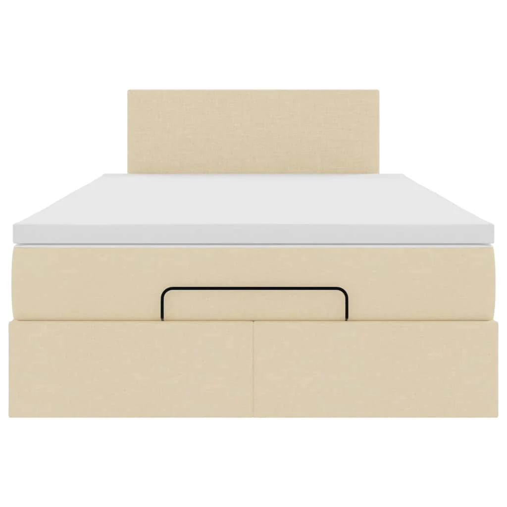 osmannisk sengeramme med madras 120x190 cm stof cremefarvet - Image 7