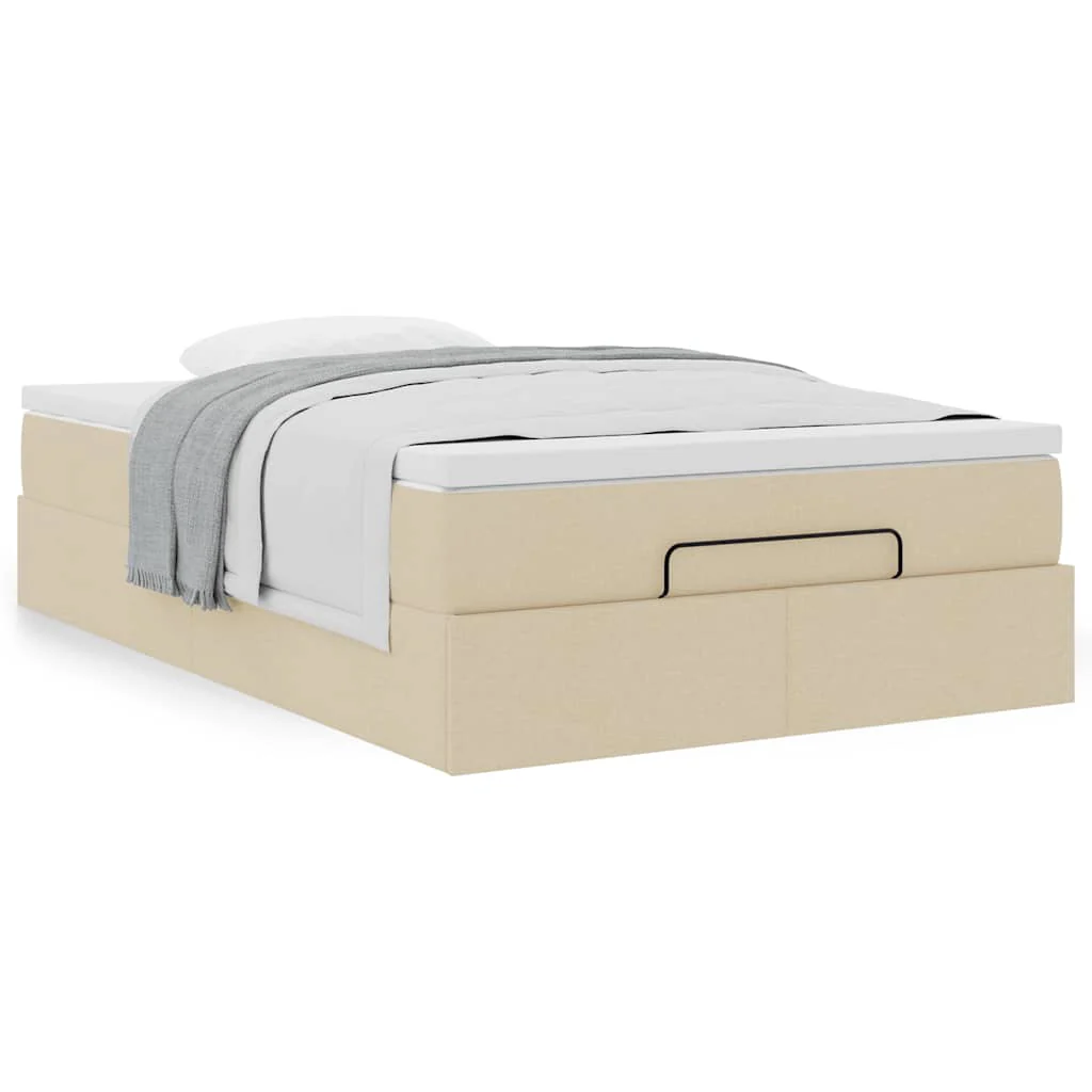 osmannisk sengeramme med madras 120x190 cm stof cremefarvet - Image 4