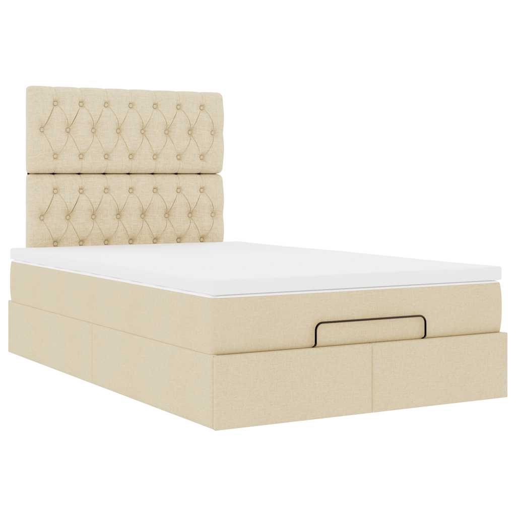 osmannisk sengeramme med madras 120x190 cm stof cremefarvet - Image 7