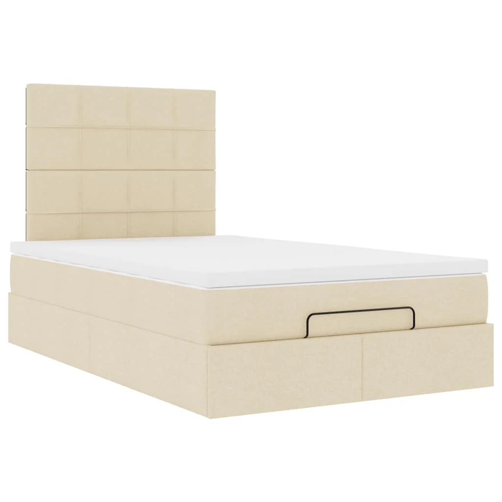 osmannisk sengeramme med madras 120x190 cm stof cremefarvet - Image 7
