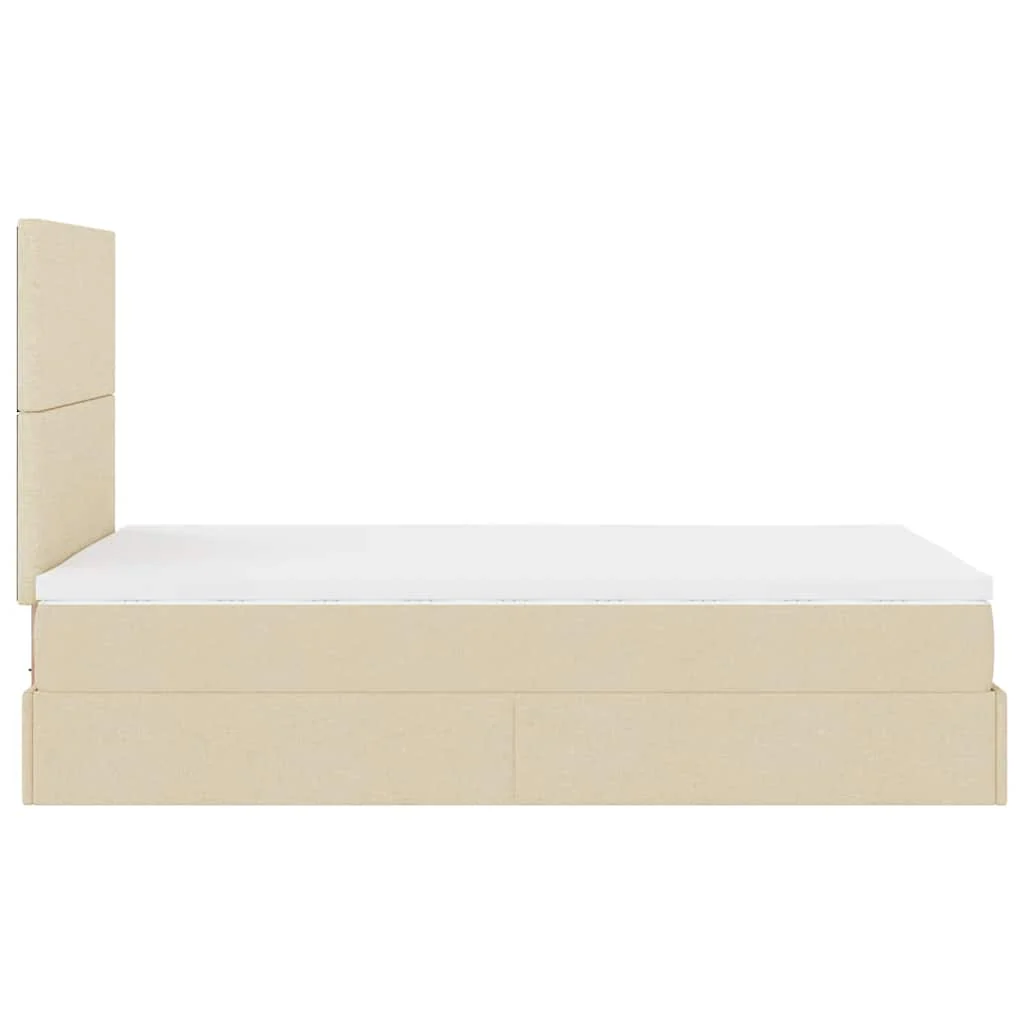 osmannisk sengeramme med madras 120x190 cm stof cremefarvet - Image 10