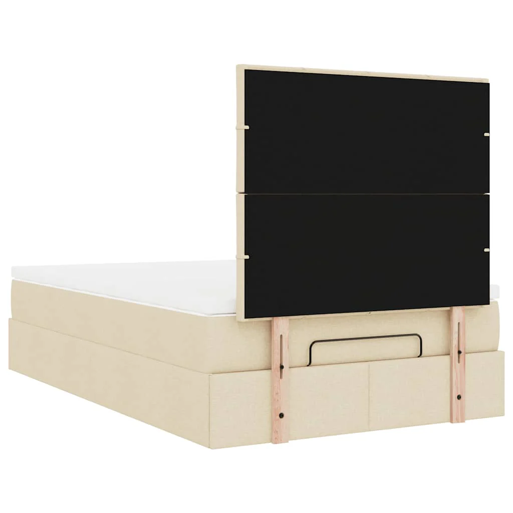 osmannisk sengeramme med madras 120x190 cm stof cremefarvet - Image 10