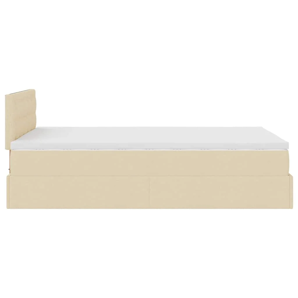 osmannisk sengeramme med madras 120x190 cm stof cremefarvet - Image 9