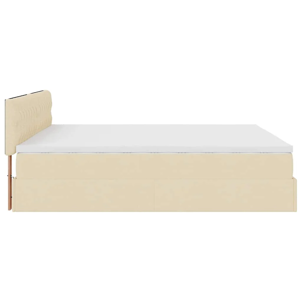 osmannisk sengeramme med madras 200x200 cm stof cremefarvet - Image 9