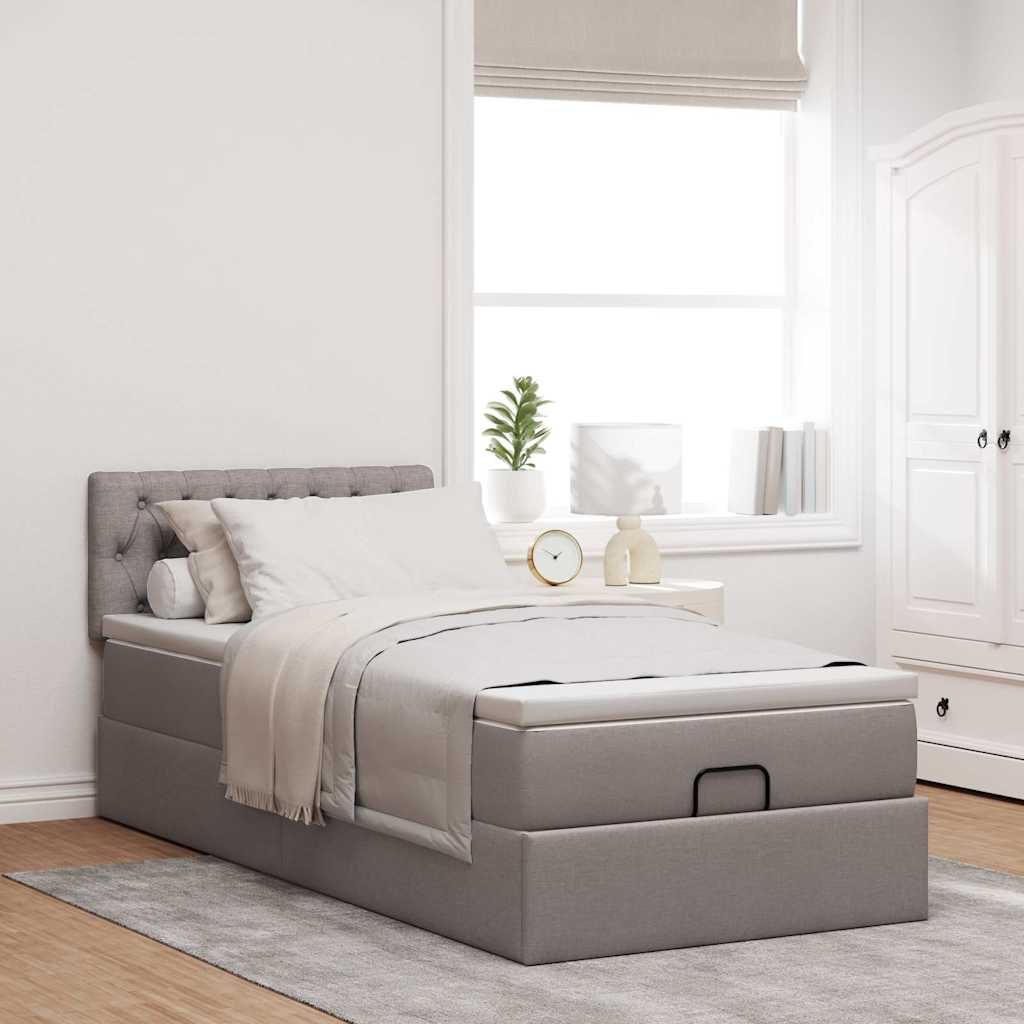 osmannisk sengeramme med madras 90x190 cm stof gråbrun - Image 3