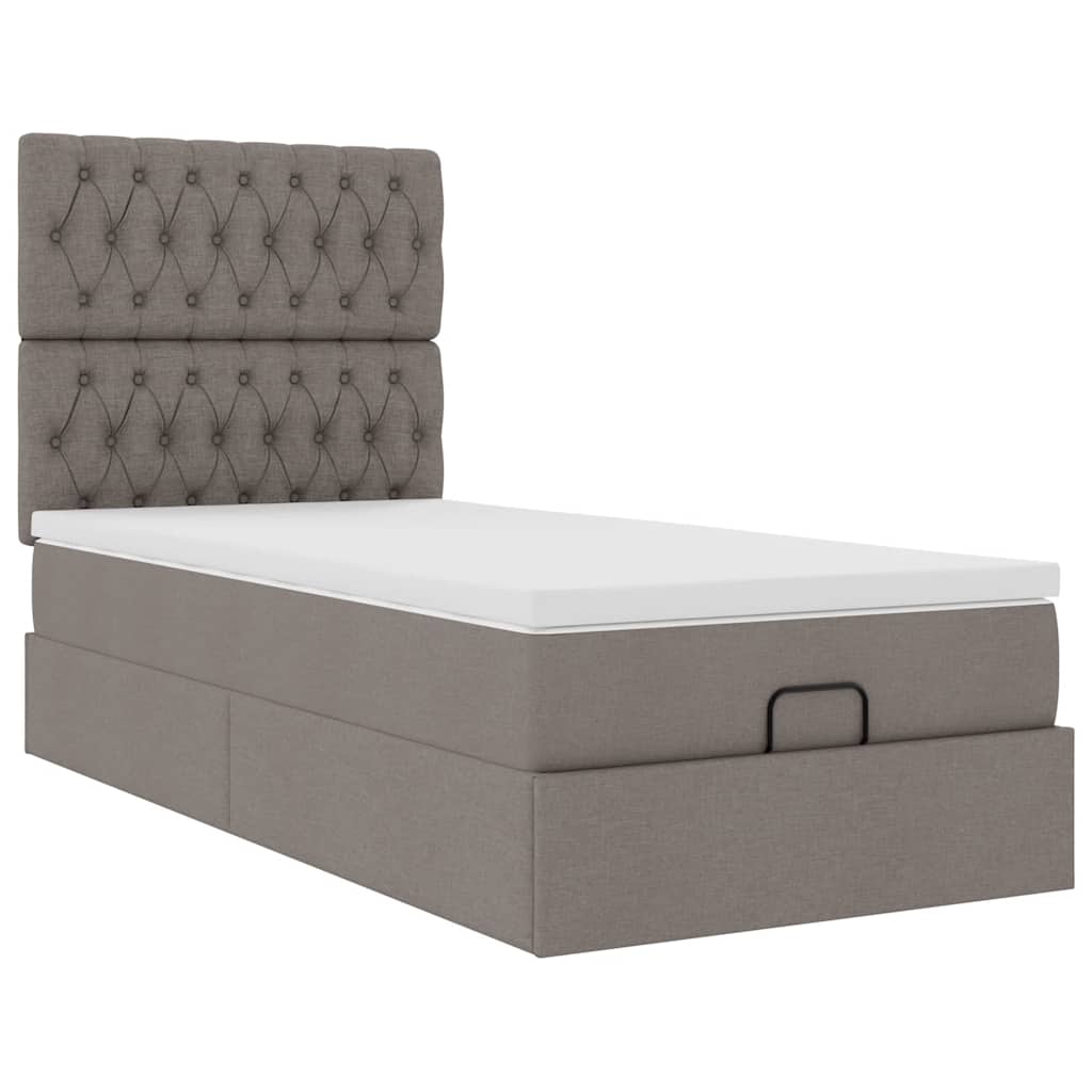osmannisk sengeramme med madras 90x190 cm stof gråbrun - Image 6
