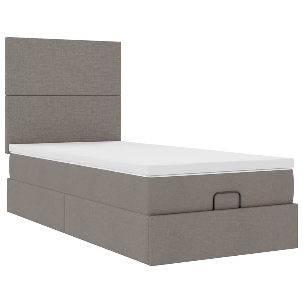 osmannisk sengeramme med madras 90x190 cm stof gråbrun - Image 6