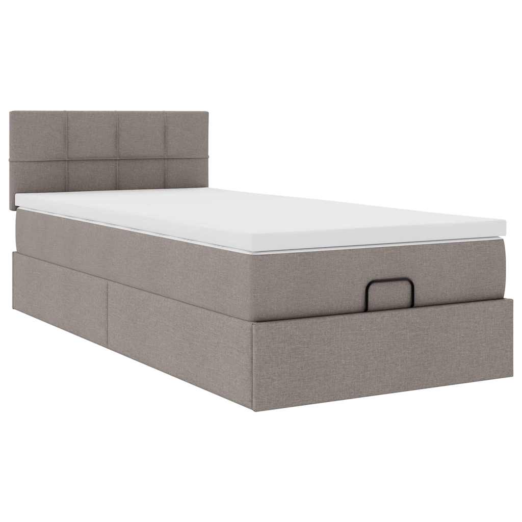 osmannisk sengeramme med madras 90x190 cm stof gråbrun - Image 7