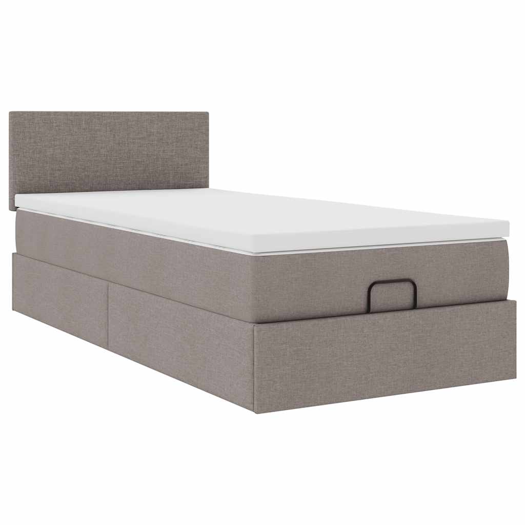 osmannisk sengeramme med madras 90x190 cm stof gråbrun - Image 7