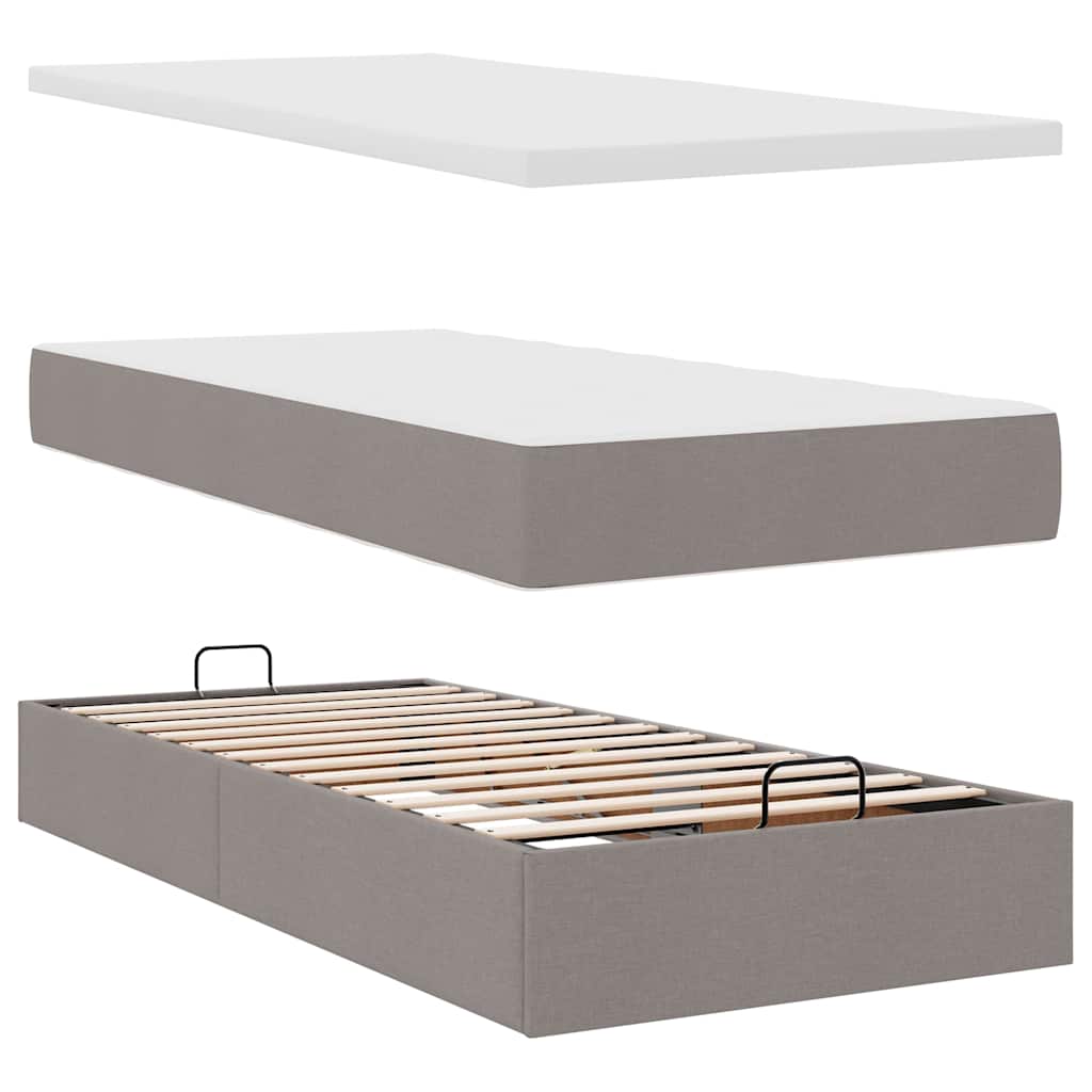 osmannisk sengeramme med madras 90x190 cm stof gråbrun - Image 8