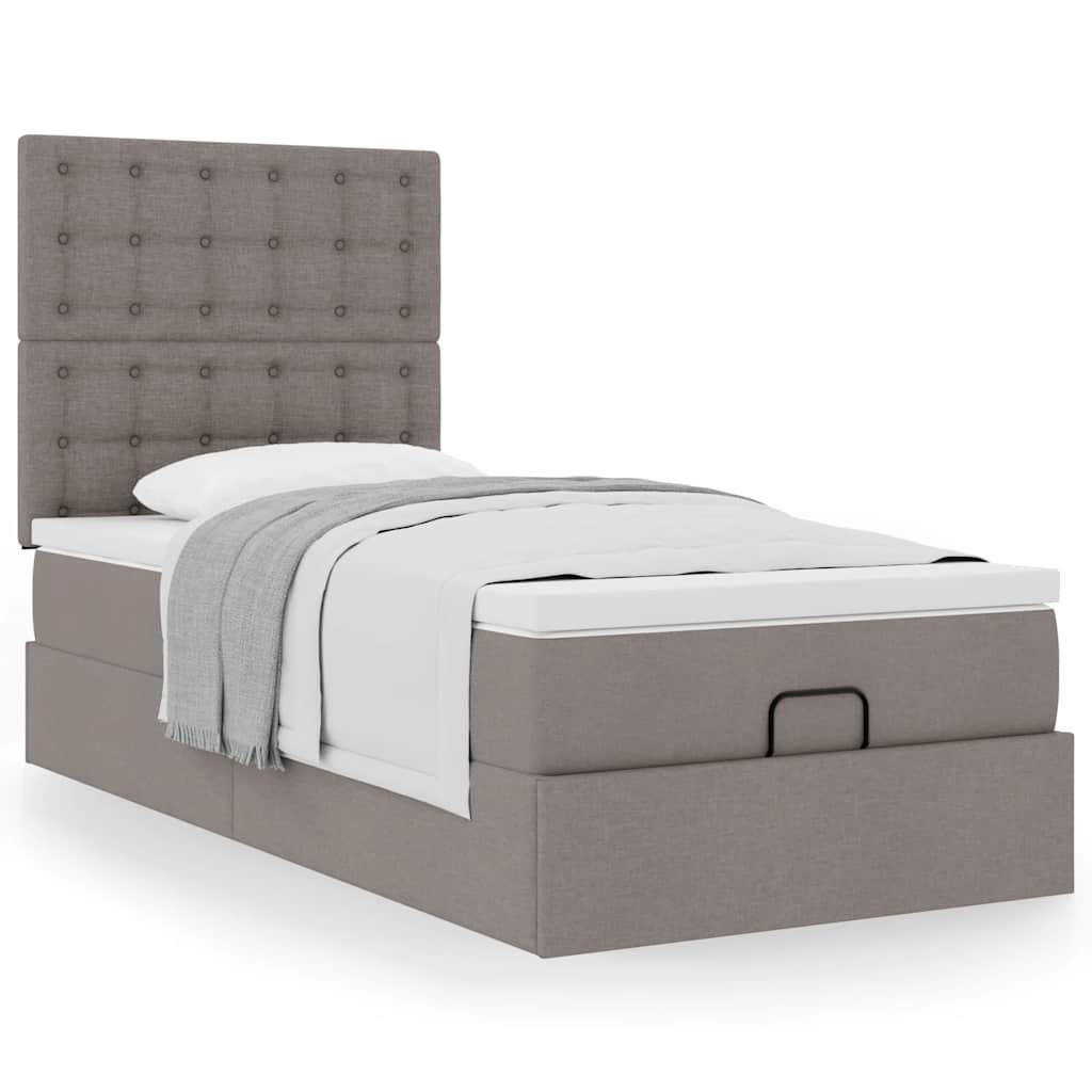 osmannisk sengeramme med madras 90x190 cm stof gråbrun - Image 4