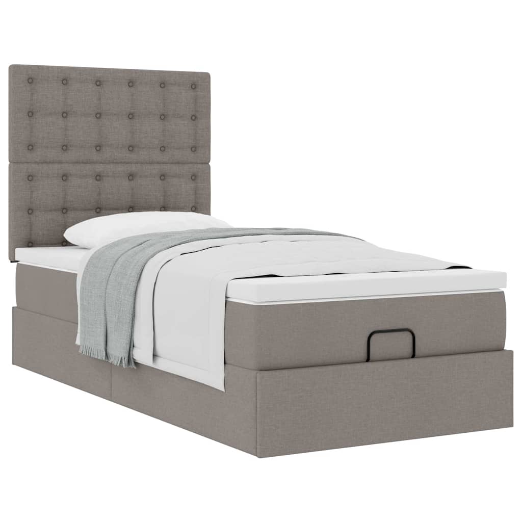 osmannisk sengeramme med madras 90x190 cm stof gråbrun - Image 5