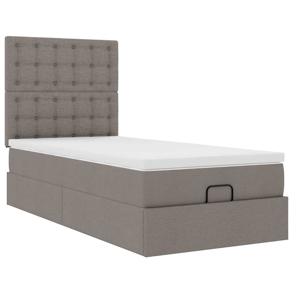 osmannisk sengeramme med madras 90x190 cm stof gråbrun - Image 6