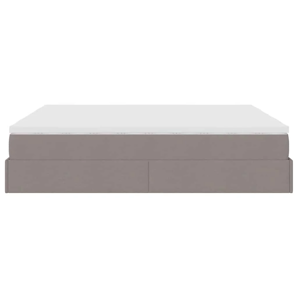 osmannisk sengeramme med madrasser 160x200 cm stof gråbrun - Image 8