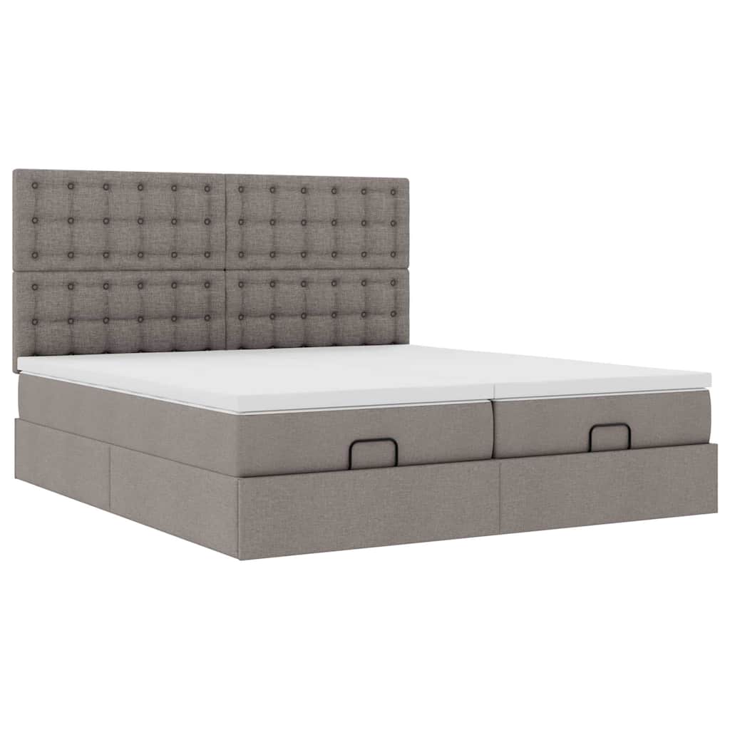 osmannisk sengeramme med madrasser 160x200 cm stof gråbrun - Image 6