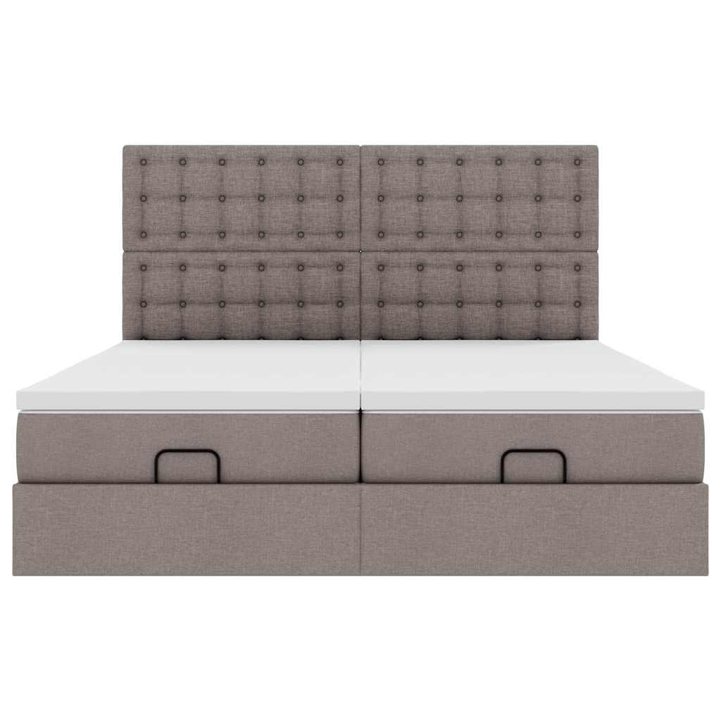 osmannisk sengeramme med madrasser 160x200 cm stof gråbrun - Image 7