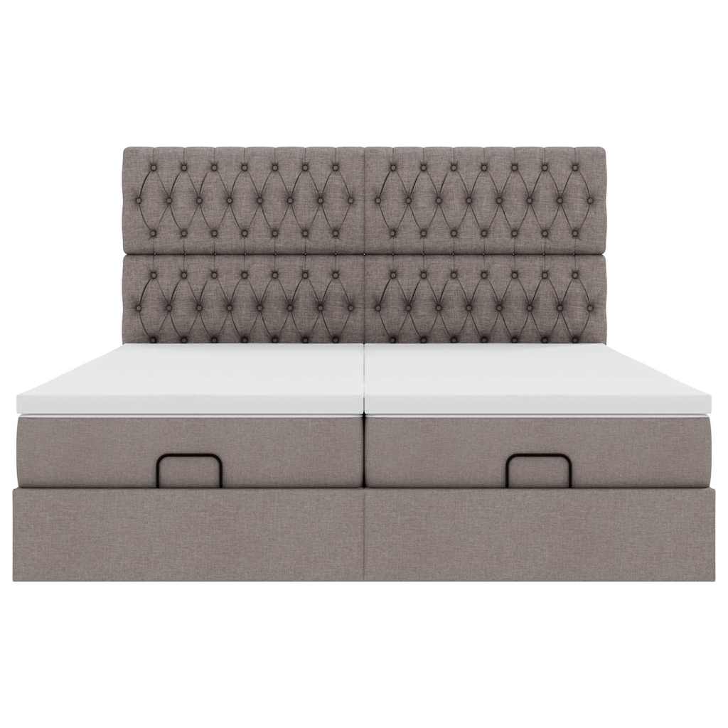osmannisk sengeramme med madrasser 160x200 cm stof gråbrun - Image 7