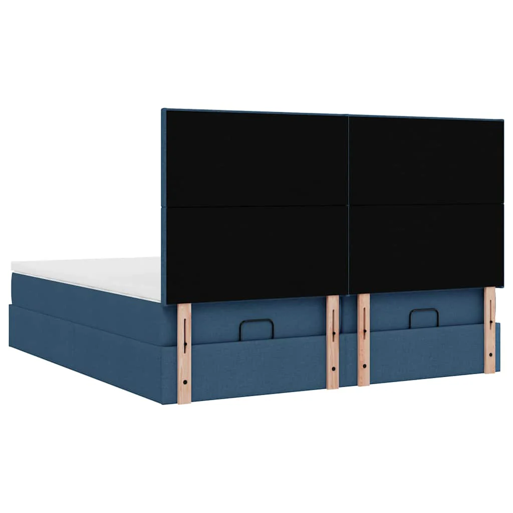 osmannisk sengeramme med madrasser 200x200 cm stof blå - Image 8