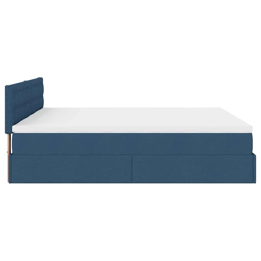 osmannisk sengeramme med madrasser 200x200 cm stof blå - Image 10