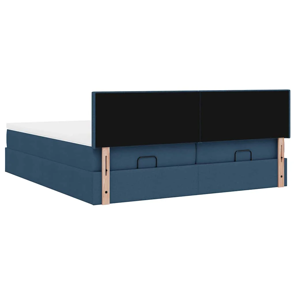 osmannisk sengeramme med madrasser 200x200 cm stof blå - Image 10