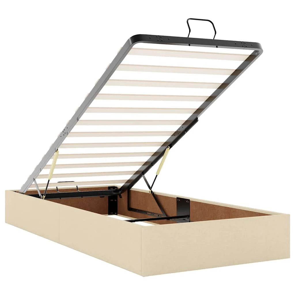 osmannisk sengeramme med madrasser 200x200 cm stof cremefarvet - Image 10