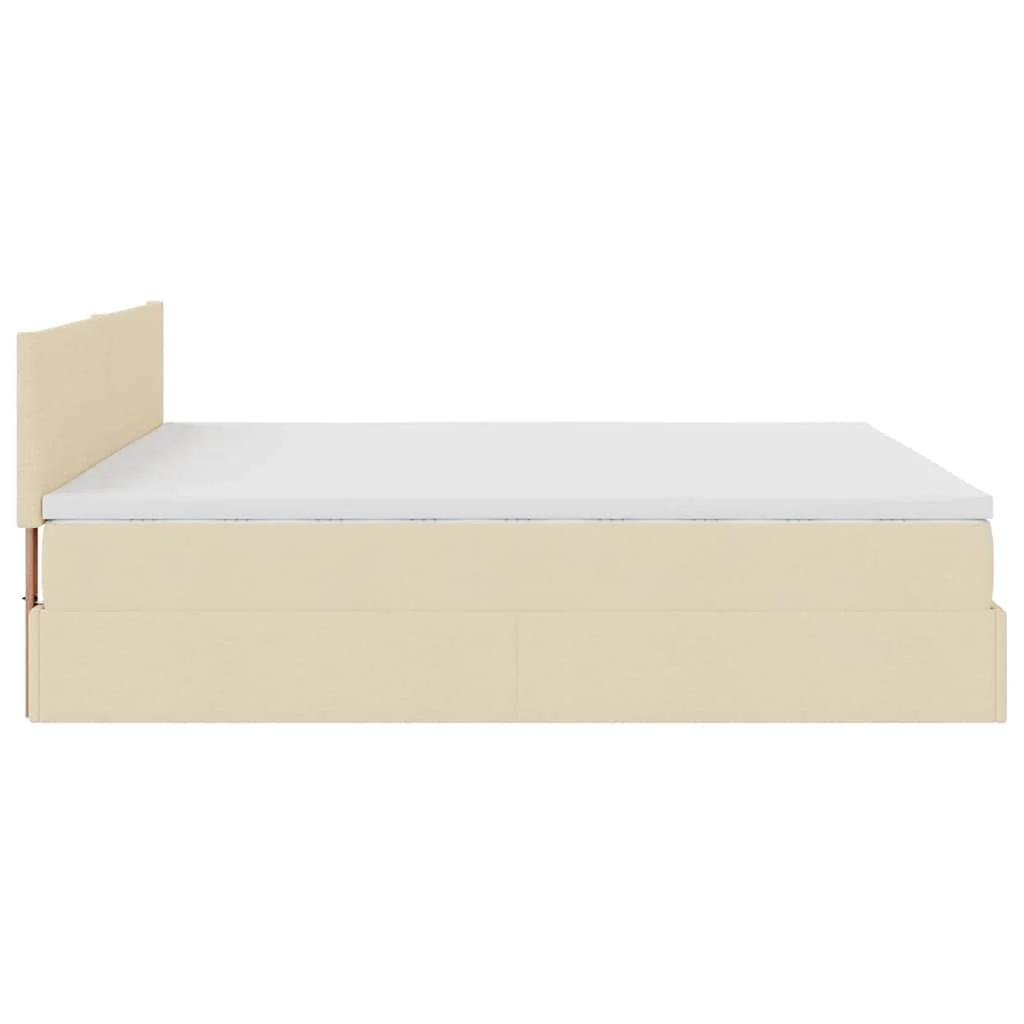 osmannisk sengeramme med madrasser 200x200 cm stof cremefarvet - Image 8