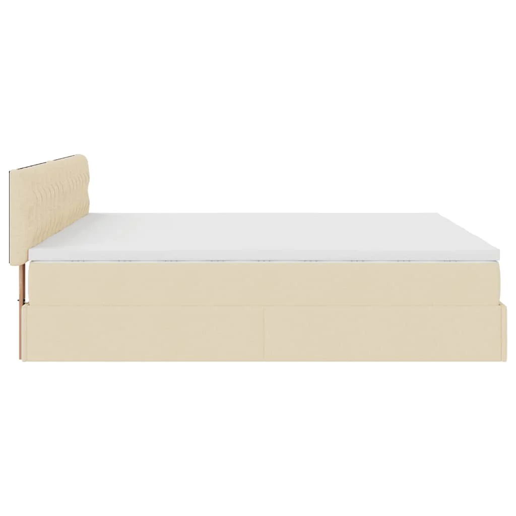osmannisk sengeramme med madrasser 200x200 cm stof cremefarvet - Image 9