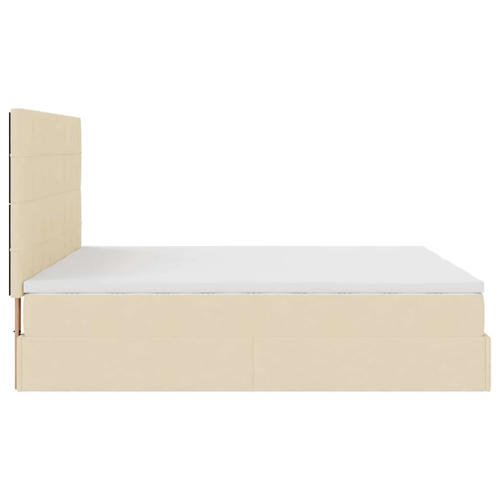 osmannisk sengeramme med madrasser 200x200 cm stof cremefarvet - Image 8
