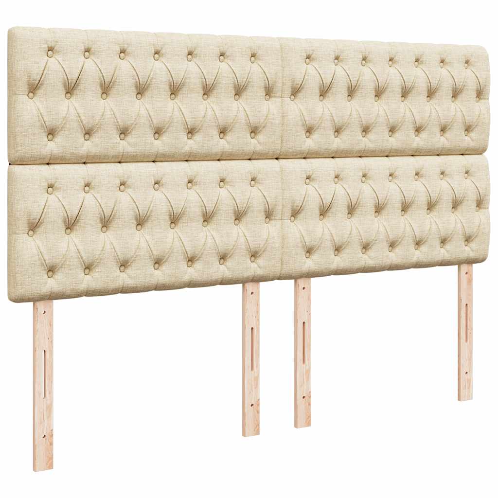 osmannisk sengeramme med madrasser 200x200 cm stof cremefarvet - Image 9