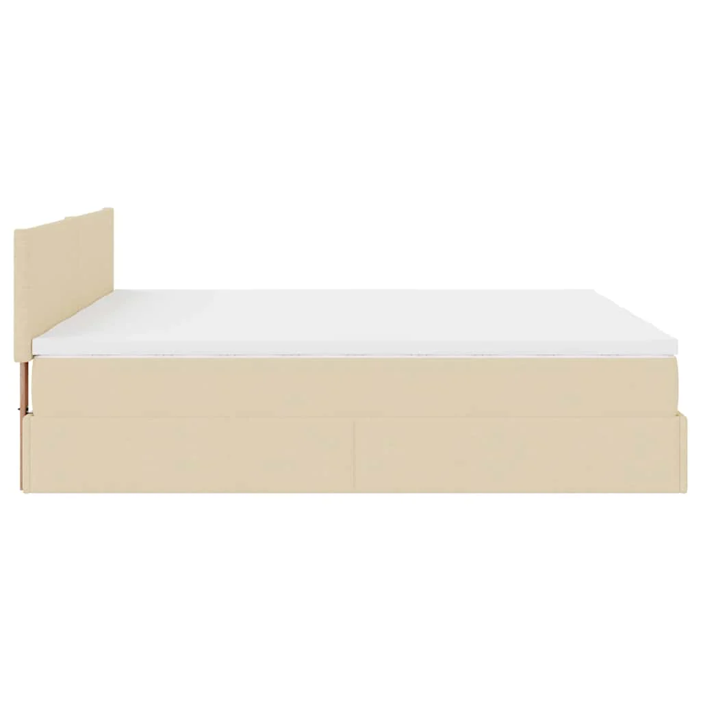osmannisk sengeramme med madrasser 200x200 cm stof cremefarvet - Image 9