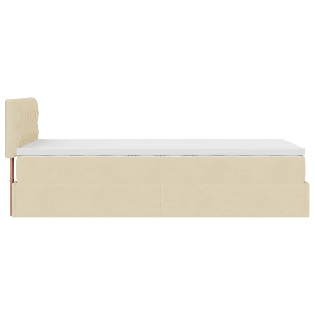 ottoman seng med madras 100x200 cm stof cremefarvet - Image 9