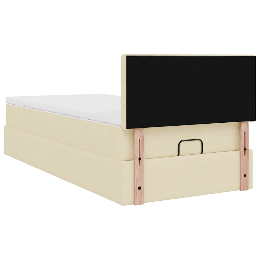 ottoman seng med madras 100x200 cm stof cremefarvet - Image 10